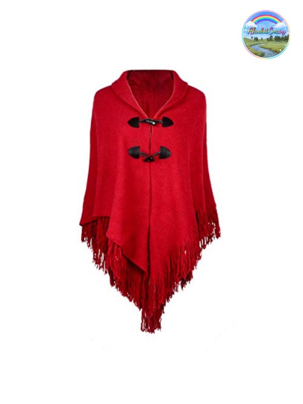 Womens Loose Knit Poncho Wrap with Trumpet Button, One Size Fits All